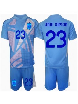 Spanien Unai Simon #23 Målvakt Replika Hemmakläder Barn EM 2024 Kortärmad (+ byxor)
